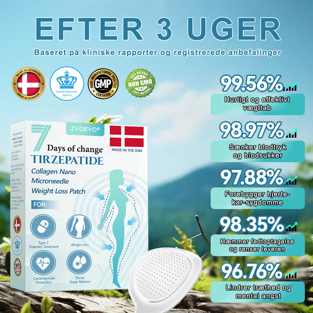 🏥🐙【Sidste dags tilbud -60 %🌟】🌈🌈ZVOEVO® SMGT-GLP-1 Tirzensti & Kollagen Nano-Mikronåle Slankeplaster丨Målrettet mod overvægt, slap hud, forhøjet blodtryk, diabetes, fedtlever, ledsmerter og træthed