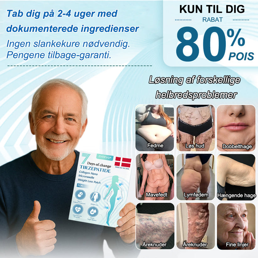 🏥🐙【Sidste dags tilbud -60 %🌟】🌈🌈ZVOEVO® SMGT-GLP-1 Tirzensti & Kollagen Nano-Mikronåle Slankeplaster丨Målrettet mod overvægt, slap hud, forhøjet blodtryk, diabetes, fedtlever, ledsmerter og træthed